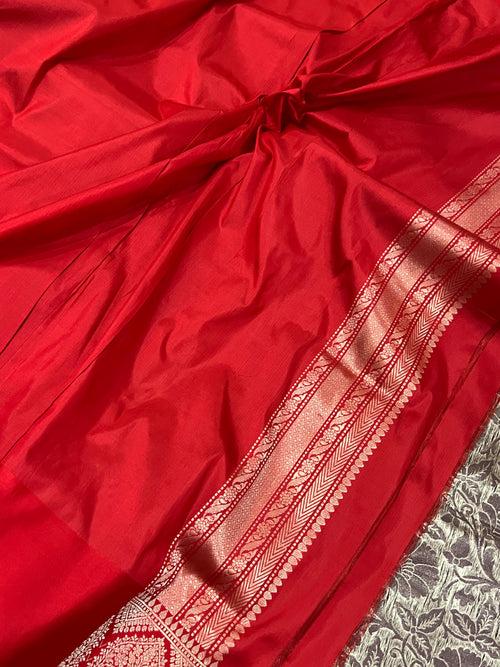 Garnet Banarasi Handloom Katan Silk Saree