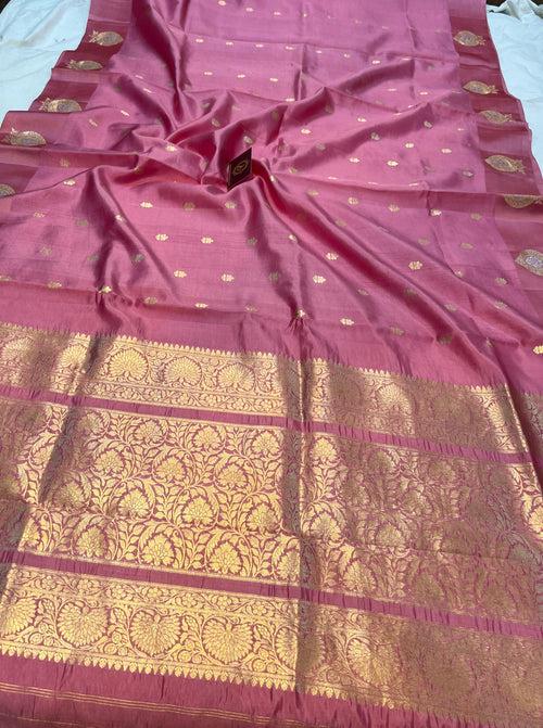 Pink Pure Banarasi Handloom Silk Saree