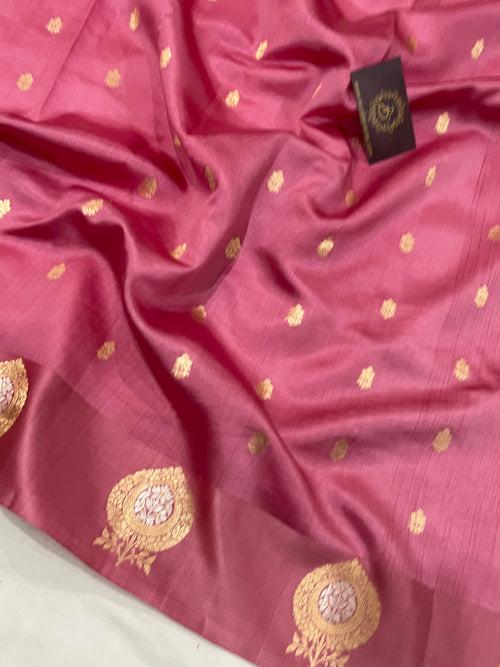 Pink Pure Banarasi Handloom Silk Saree