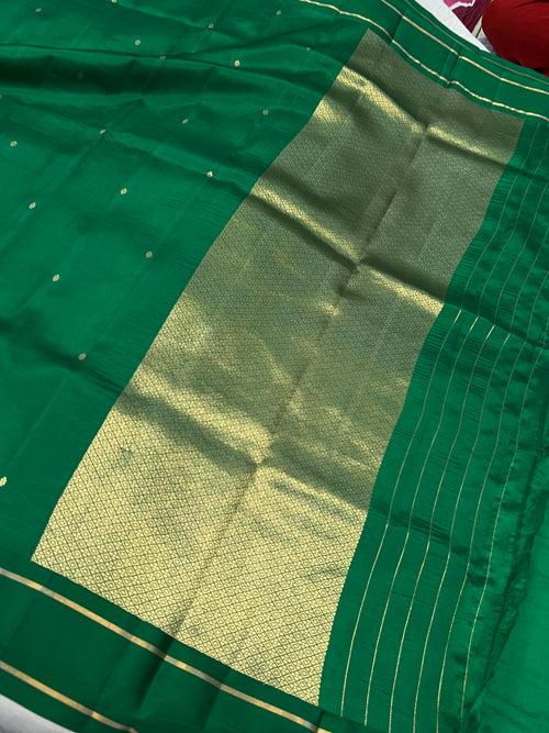 Green Pure Banarasi Handloom Silk Saree