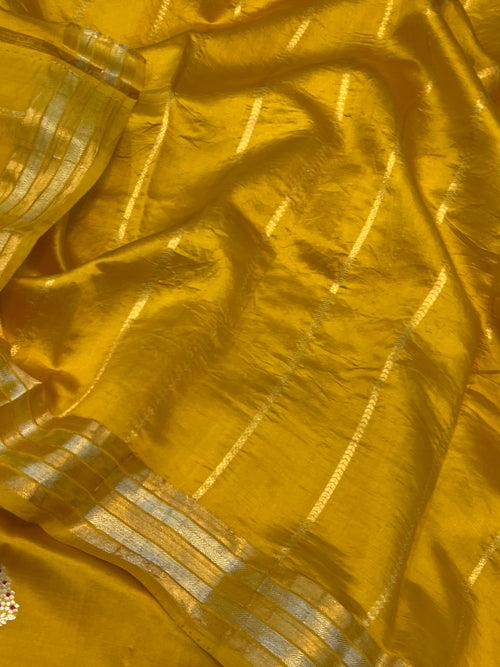 Yellow Pure Banarasi Handloom Silk Saree