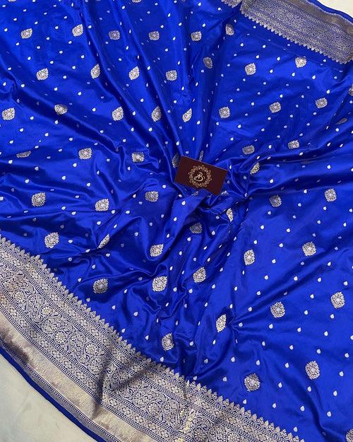 Pre Order :: Royal Blue Pure Banarasi Handloom Katan Silk Saree