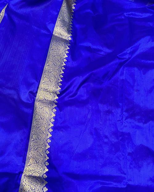 Pre Order :: Royal Blue Pure Banarasi Handloom Katan Silk Saree