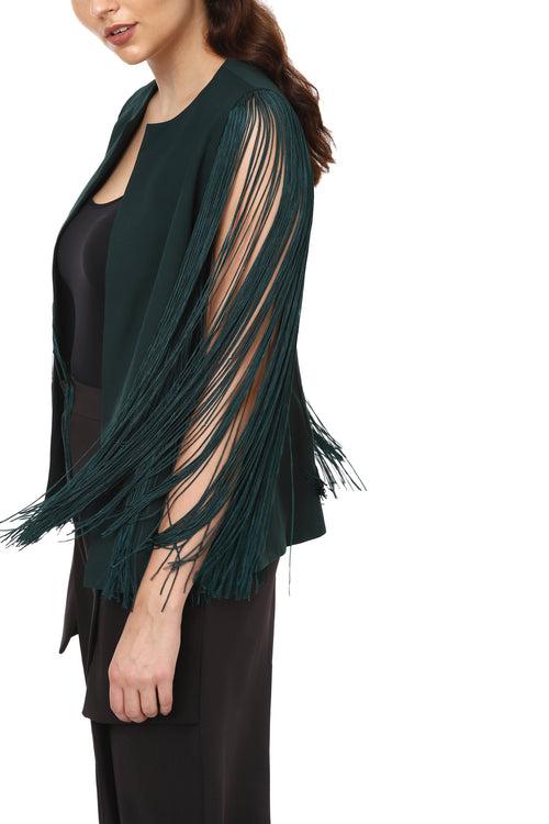 Green Fringe Sleeves Cape