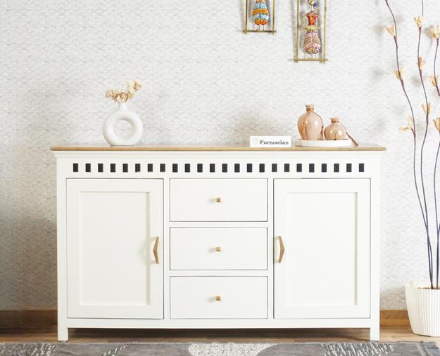 Alexandria Solid Wood Sideboard Three Drawer two door