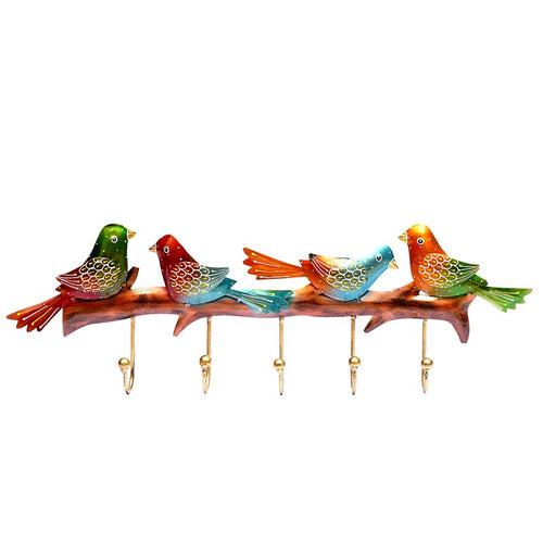 Multicolour Metal Handpainted Bird Key Holder