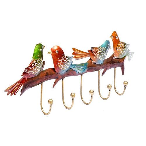 Multicolour Metal Handpainted Bird Key Holder