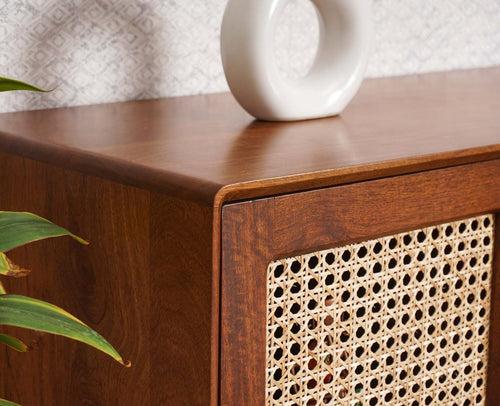 Boston Solid Wood Rattan Cane Tv Cabinet