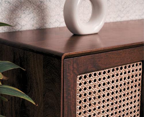 Boston Solid Wood Rattan Cane Tv Cabinet