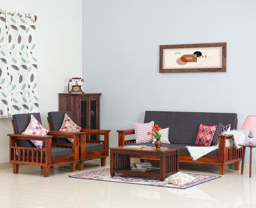 Cuttack Sheesham Wood 5 Seater Sofa With Coffee Table-3+1+1+Table