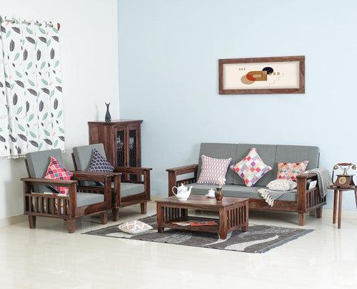 Cuttack Sheesham Wood 5 Seater Sofa With Coffee Table-3+1+1+Table