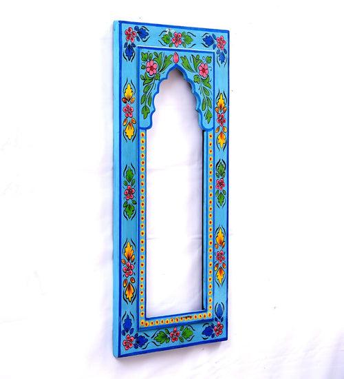 Mdf Handpainted Rectangle Blue Colour Frame(L6*H17 Inch)