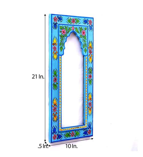 Mdf Handpainted Rectangle Blue Colour Frame(L6*H17 Inch)
