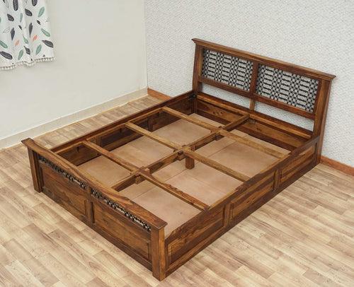 Sweden Solid Wood Queen Size Bed with Box Storage