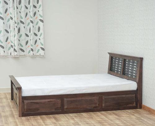 Sweden Solid Wood Queen Size Bed with Box Storage