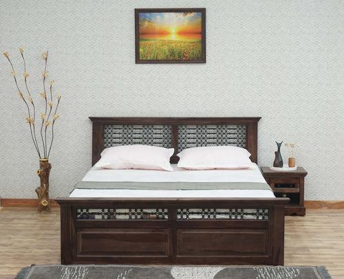 Sweden Solid Wood Queen Size Bed with Box Storage