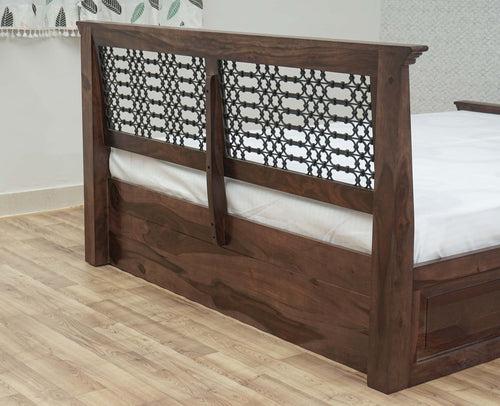 Sweden Solid Wood Queen Size Bed with Box Storage