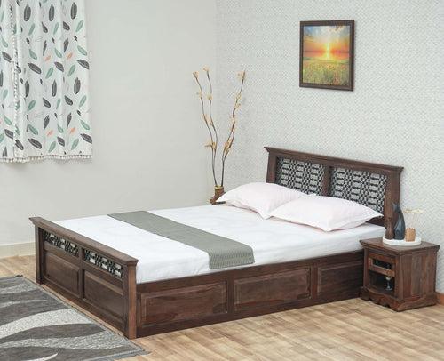 Sweden Solid Wood Queen Size Bed with Box Storage