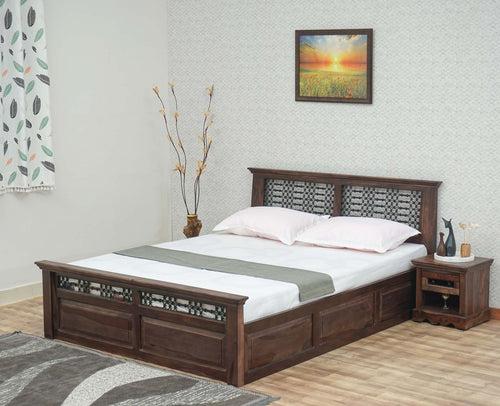 Sweden Solid Wood Queen Size Bed with Box Storage