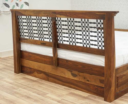 Sweden Solid Wood Queen Size Bed with Box Storage