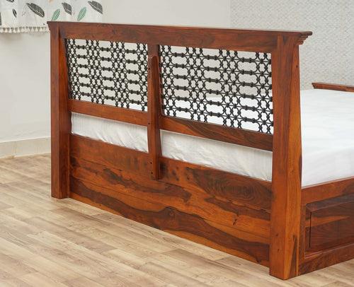 Sweden Solid Wood Queen Size Bed with Box Storage