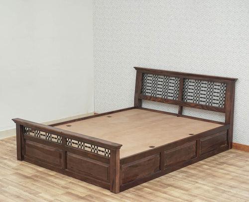 Sweden Solid Wood Queen Size Bed with Box Storage