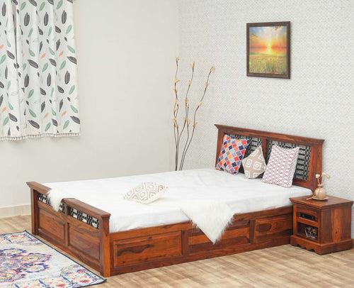 Sweden Solid Wood Queen Size Bed with Box Storage