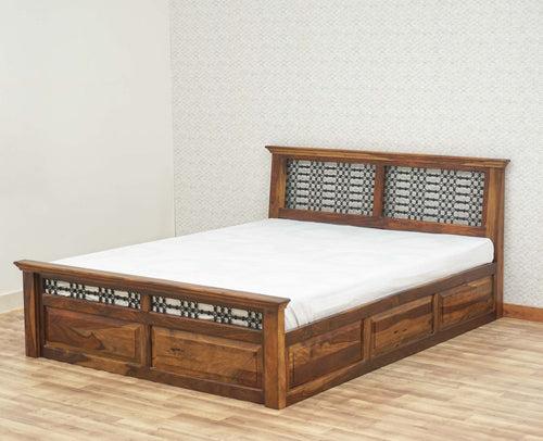 Sweden Solid Wood Queen Size Bed with Box Storage