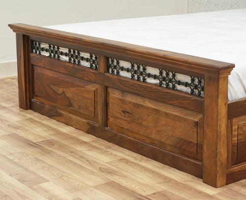 Sweden Solid Wood Queen Size Bed with Box Storage