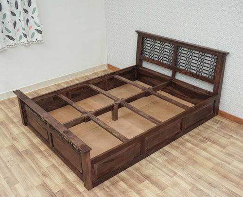 Sweden Solid Wood Queen Size Bed with Box Storage