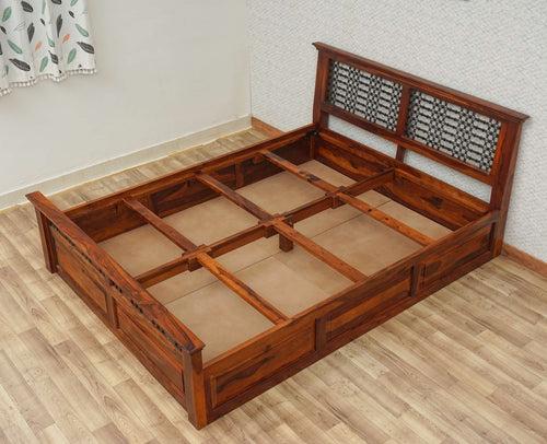 Sweden Solid Wood Queen Size Bed with Box Storage