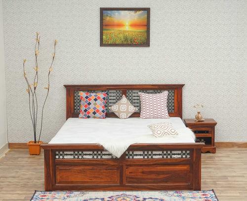 Sweden Solid Wood Queen Size Bed with Box Storage