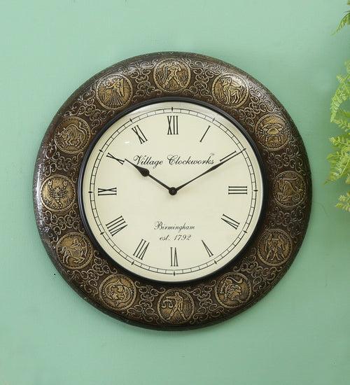 Wooden Brassfitted Round Wall Clock