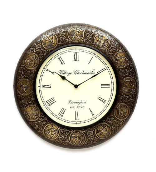 Wooden Brassfitted Round Wall Clock