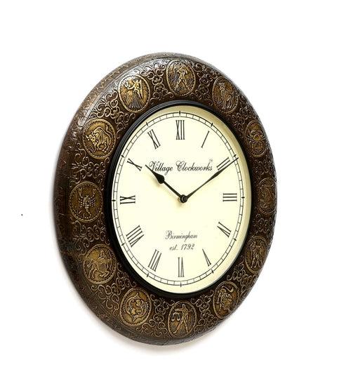 Wooden Brassfitted Round Wall Clock