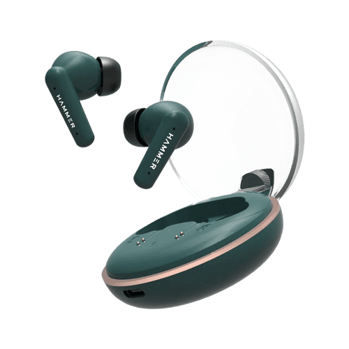 Hammer Airflow Plus TWS Earbuds with Bluetooth 5.1 and Smart Touch Control (Emerald Green)