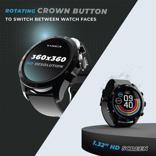 Hammer Active Round Shaped Bluetooth Calling Smartwatch