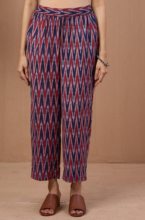 co-ord set drop shoulder tunic & pants - burgundy chevron