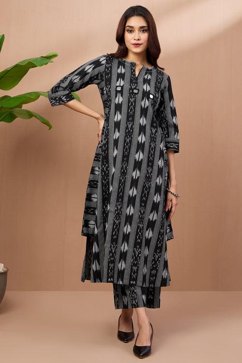 co-ord set long kurta with side twist - shadow streaks