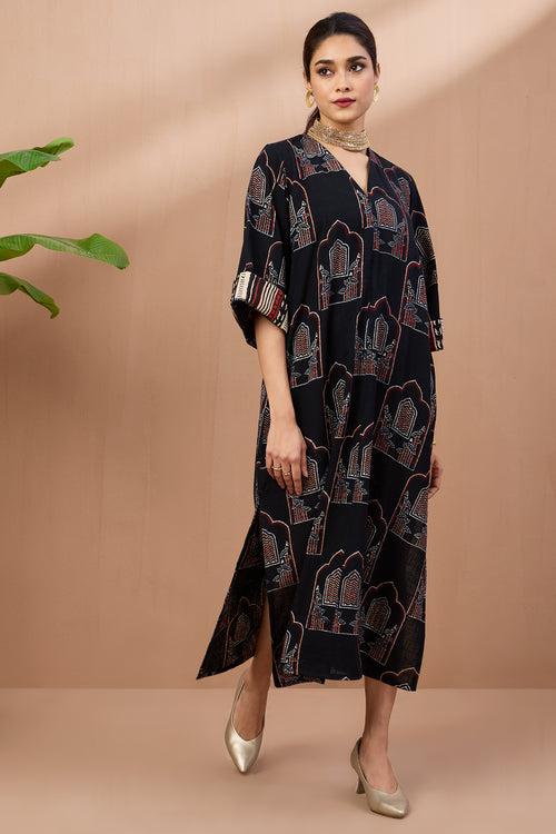 front zipper a-line kurta - midnight gateway