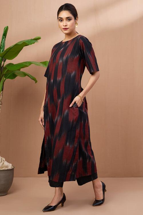 side button adjustable slit kurta - onyx flames