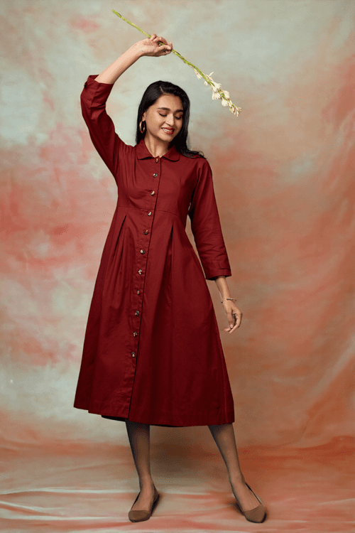 versatile peter pan collar dress/ jacket - Rustic Terra & Fiery Allure