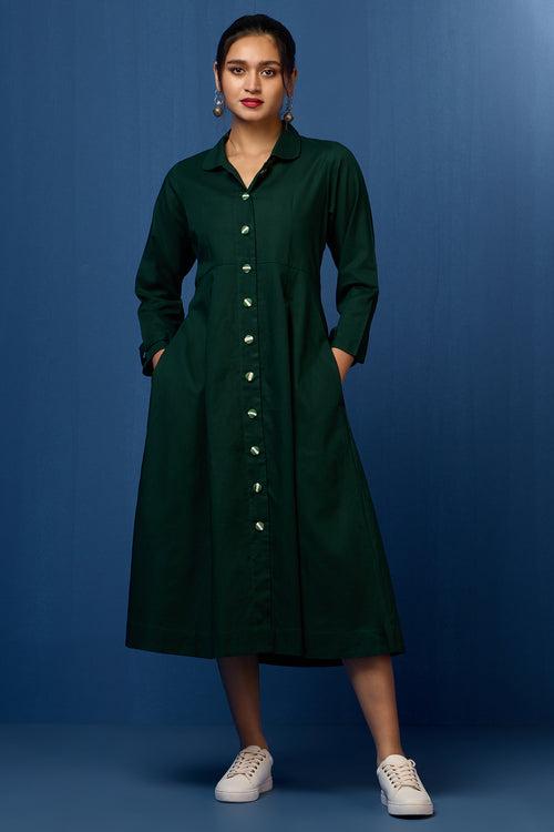 versatile peter pan collar dress/ jacket - Forest Shadows & Verdant Beauty