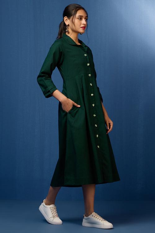 versatile peter pan collar dress/ jacket - Forest Shadows & Verdant Beauty