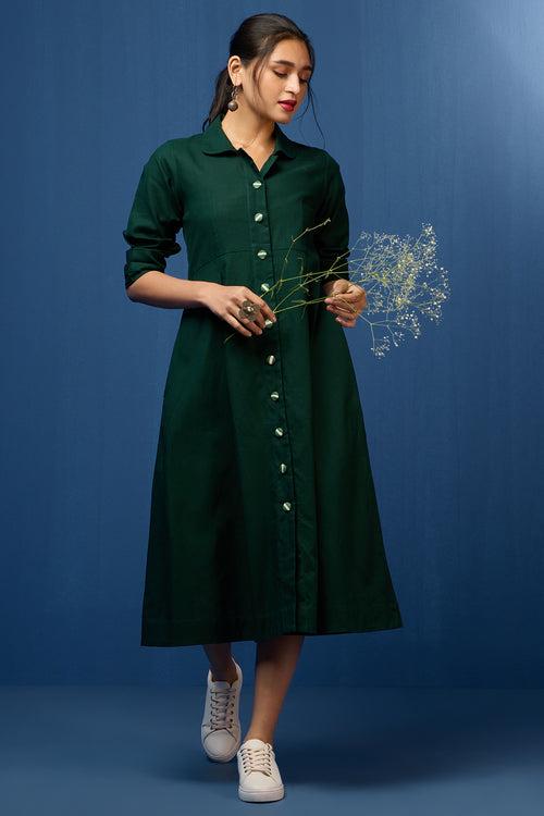 versatile peter pan collar dress/ jacket - Forest Shadows & Verdant Beauty