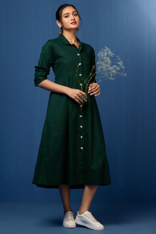 versatile peter pan collar dress/ jacket - Forest Shadows & Verdant Beauty