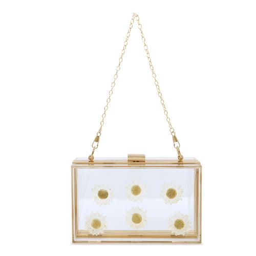 Daisy Detail Clear Clutch Bag