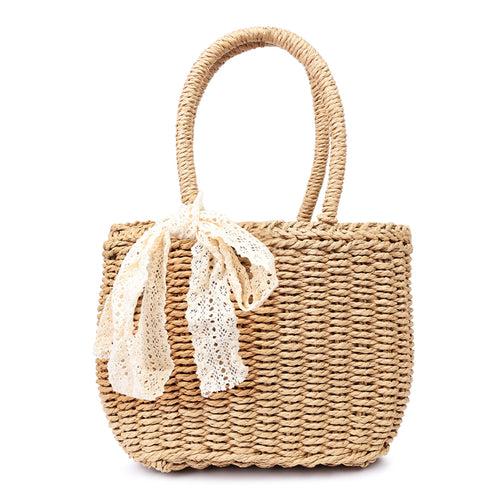 Lace Ribbon Woven Handbag