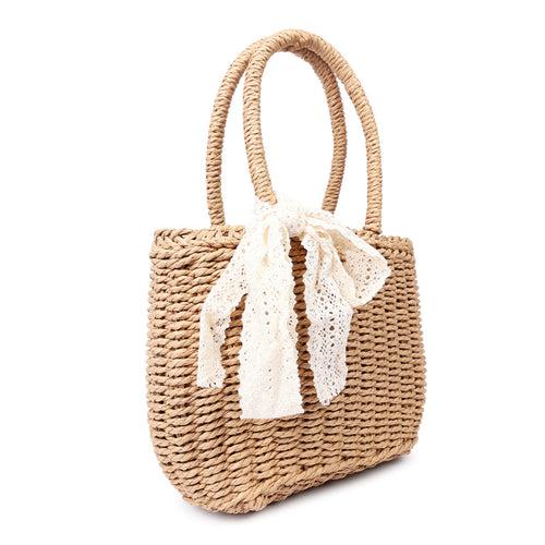 Lace Ribbon Woven Handbag