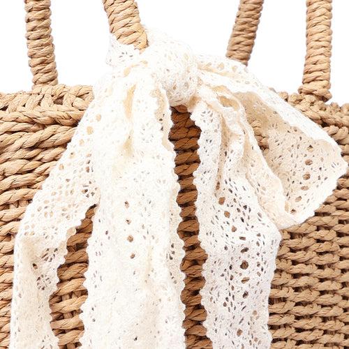 Lace Ribbon Woven Handbag